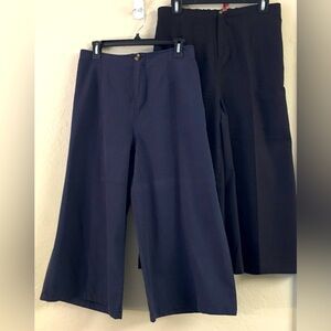 Good Luck Gem Wide Leg Crop Pants Bundle (2) Large Black Blue Casual Stretch